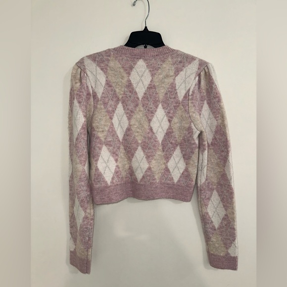 Lovers & Friends CASEY LUREX ARGYLE SWEATER sz S#H2 - Picture 6 of 6